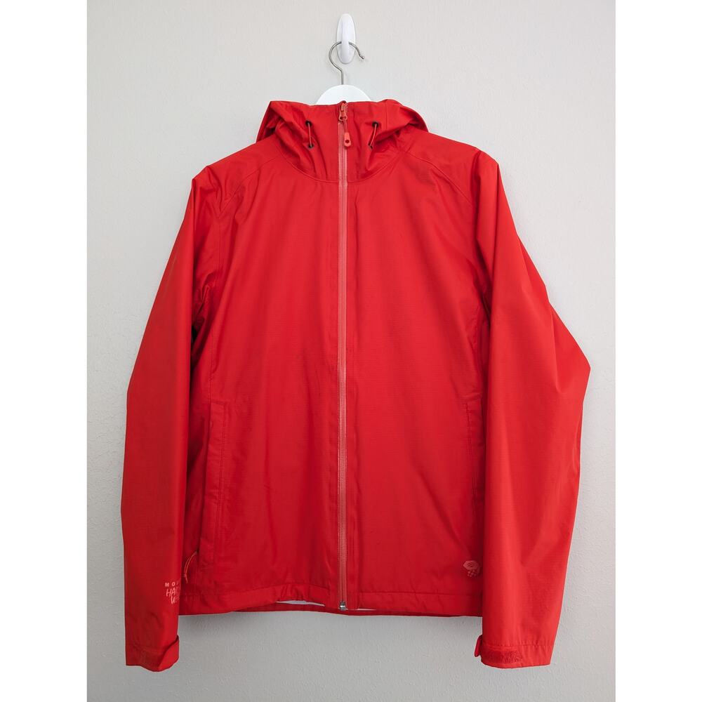 Women’s Mountain Hardwear Rain Jacket Red Orange Size Large Waterproof Shell
